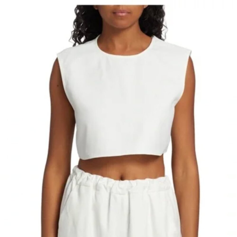 Loulou Studio Linen Blend Cropped Top